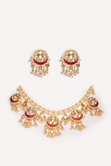 Elegant and stylish gold finish kundan polki necklace set