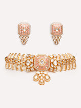 Classy kundan choker with elegant pair of earrings.