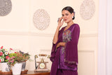 Purple Patchwork One Flap Jacket With Flair Pants