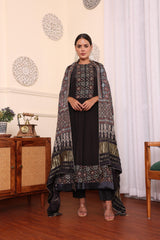 Black Embellished Anarkali With Pant And Dupatta