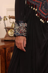 Black Assymetric Dress With Pants