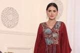 Maroon Patchwork Kaftan With Pants