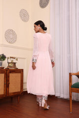 Powder Pink Pleated Dress With Pants
