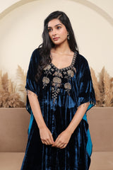 AFREEN : Blue Embroidered Kaftan
