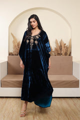 AFREEN : Blue Embroidered Kaftan