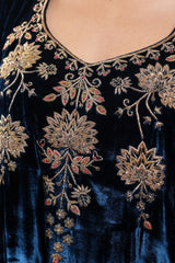 AFREEN : Blue Embroidered Kaftan