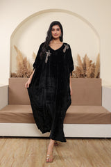 AFREEN: Black Embroidered Kaftan