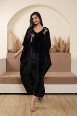 AFREEN: Black Embroidered Kaftan