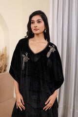 AFREEN: Black Embroidered Kaftan