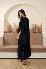 AFREEN: Black Embroidered Kaftan
