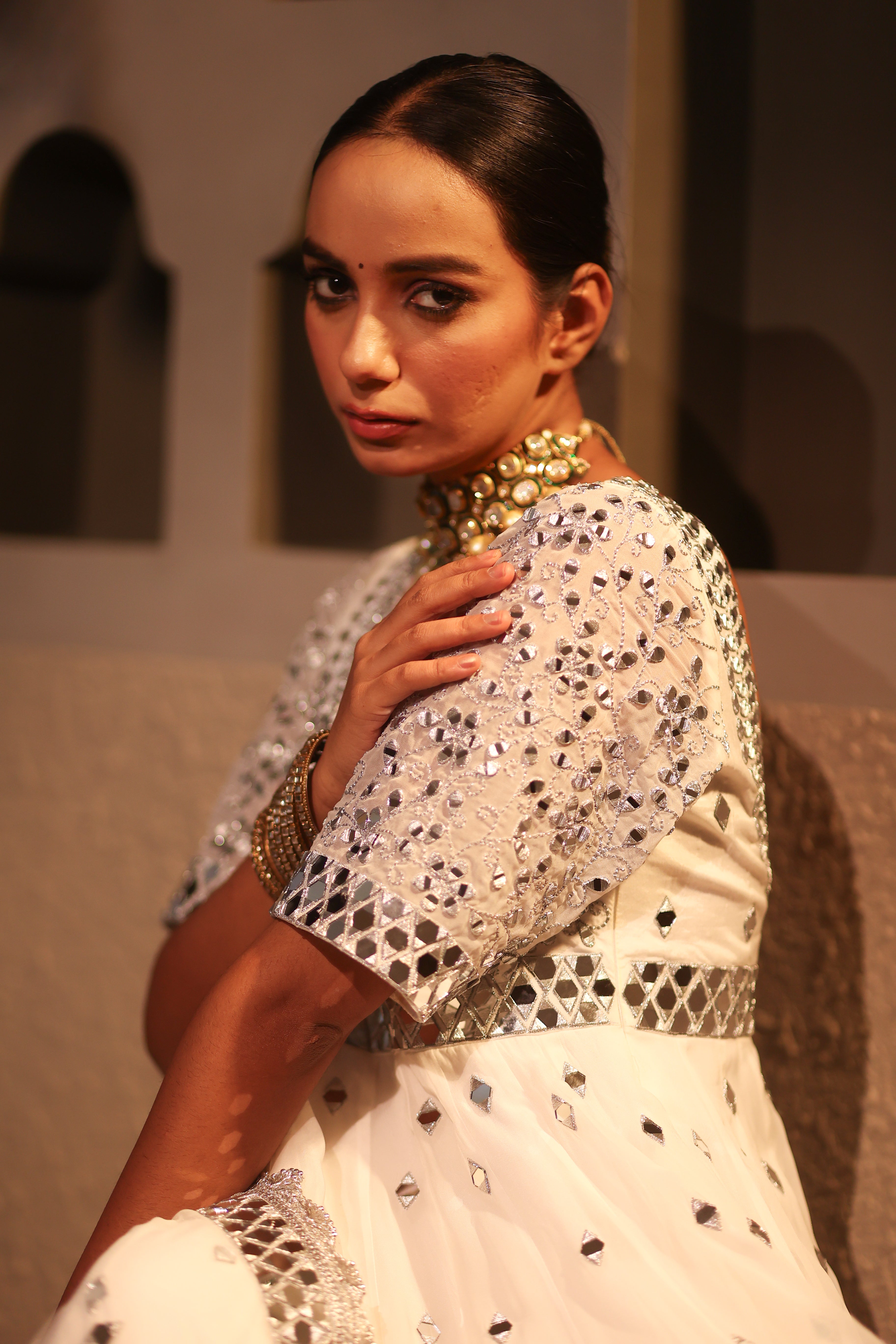 Nazakat White Anarkali