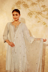 Nazakat Ice Blue Mirror Work Suit