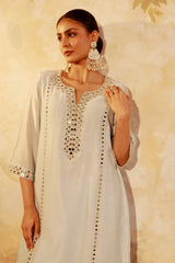 Nazakat Ice Blue Mirror Work Suit