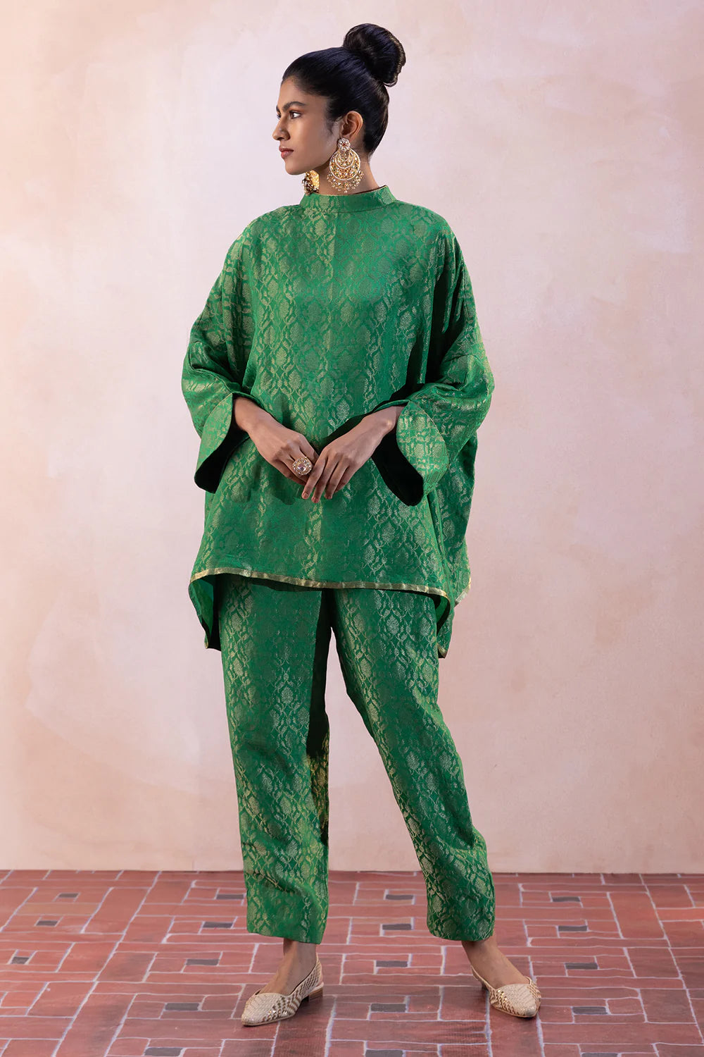 Bengaluru Silk Georgette Antique Jaal Flare Top & Pants