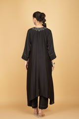 Black Hand Embroidered Kaftaan Kurta W/Pants