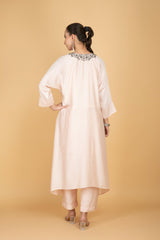 Ivory Hand Embroidered Kaftaan Kurta W/Pants