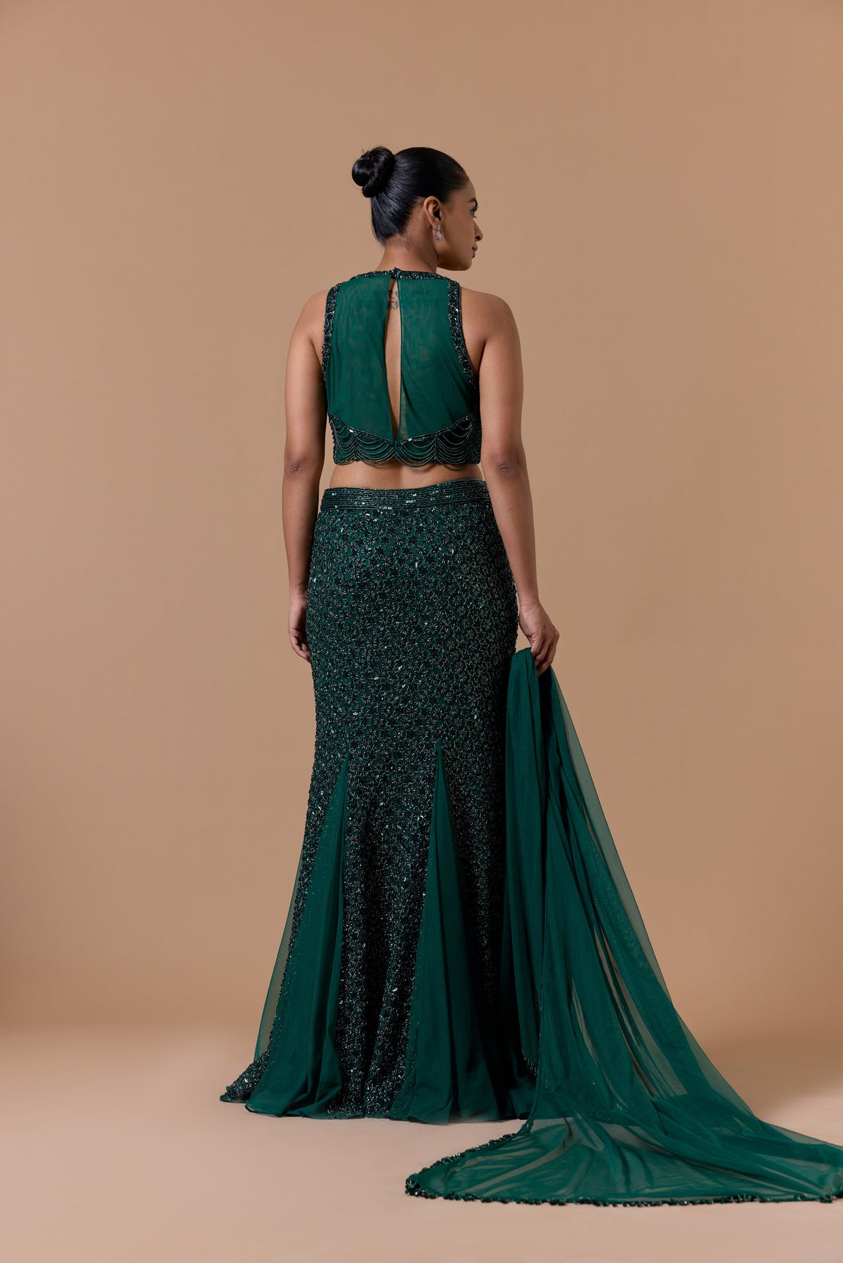 GREEN FISHTAIL SKIRT TOP