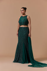GREEN FISHTAIL SKIRT TOP
