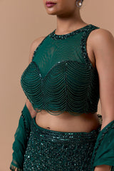 GREEN FISHTAIL SKIRT TOP