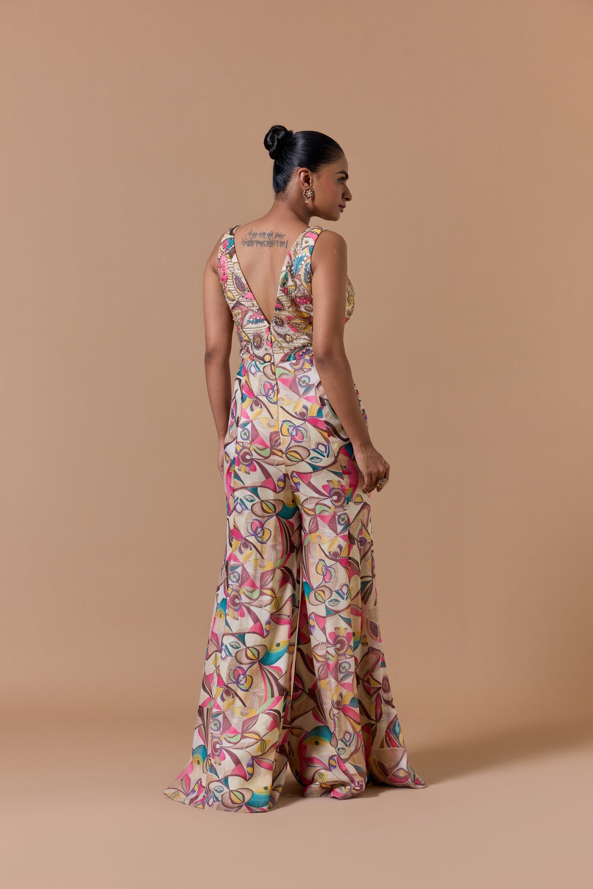 BEIGE PRINTED JUMPSUIT