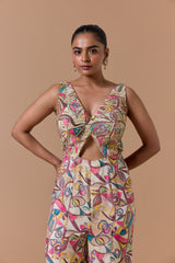 BEIGE PRINTED JUMPSUIT