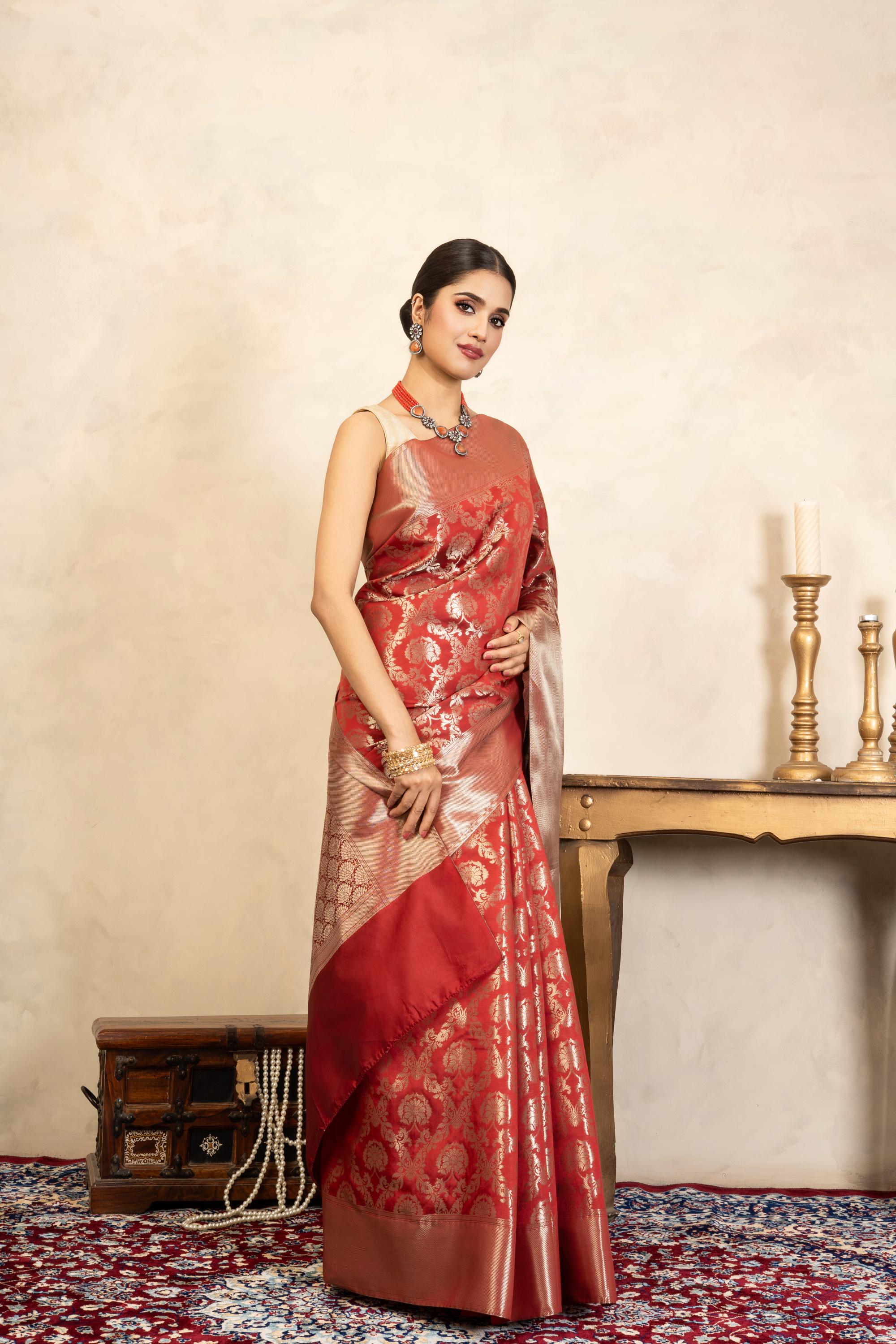 Red Pure Silk Banarasi Handloom Saree