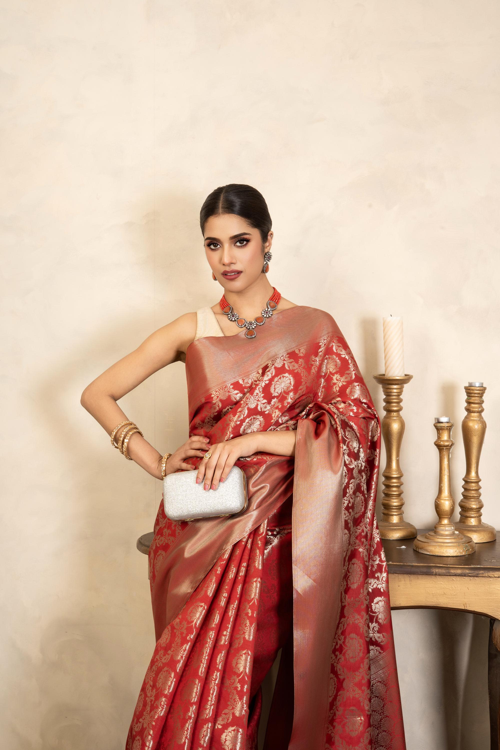Red Pure Silk Banarasi Handloom Saree