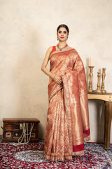 Red Pure Silk Brocade Banarasi Handloom Saree