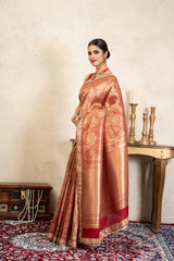Red Pure Silk Brocade Banarasi Handloom Saree