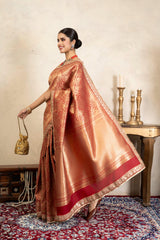 Red Pure Silk Brocade Banarasi Handloom Saree