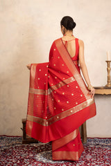 Red Chiffon Silk Banarasi Handloom Saree