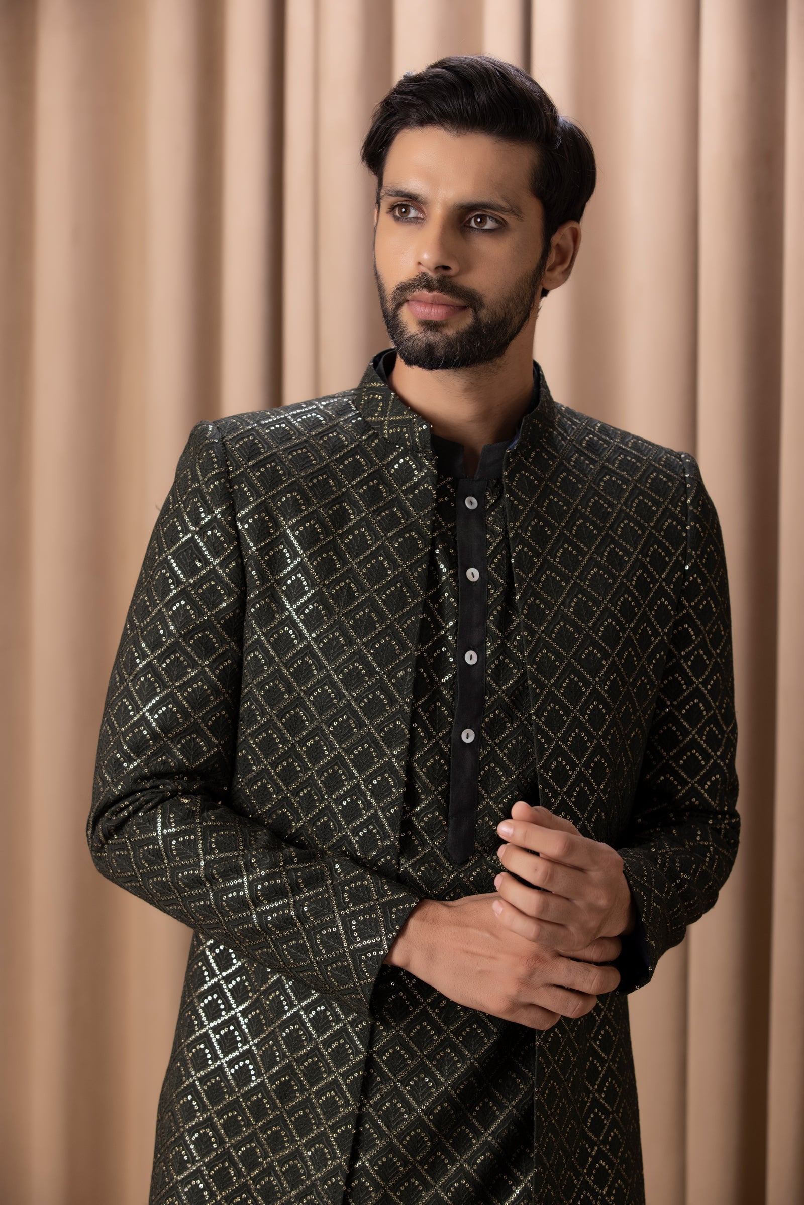 RANJHA INDO SET (OLIVE GREEN)