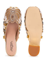 Gold lotus-Mule heel