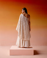 MIRRORWORK ONE SHOULDER FLORAL CAPE