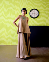 Mocha Crop Top with Sharara