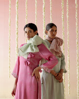 Peony Pink Tissue Kurta with 
Narrow Pants & Dupatta - Set of 3