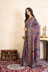 Blue Pure Silk Banarasi Meenakari Handloom Saree
