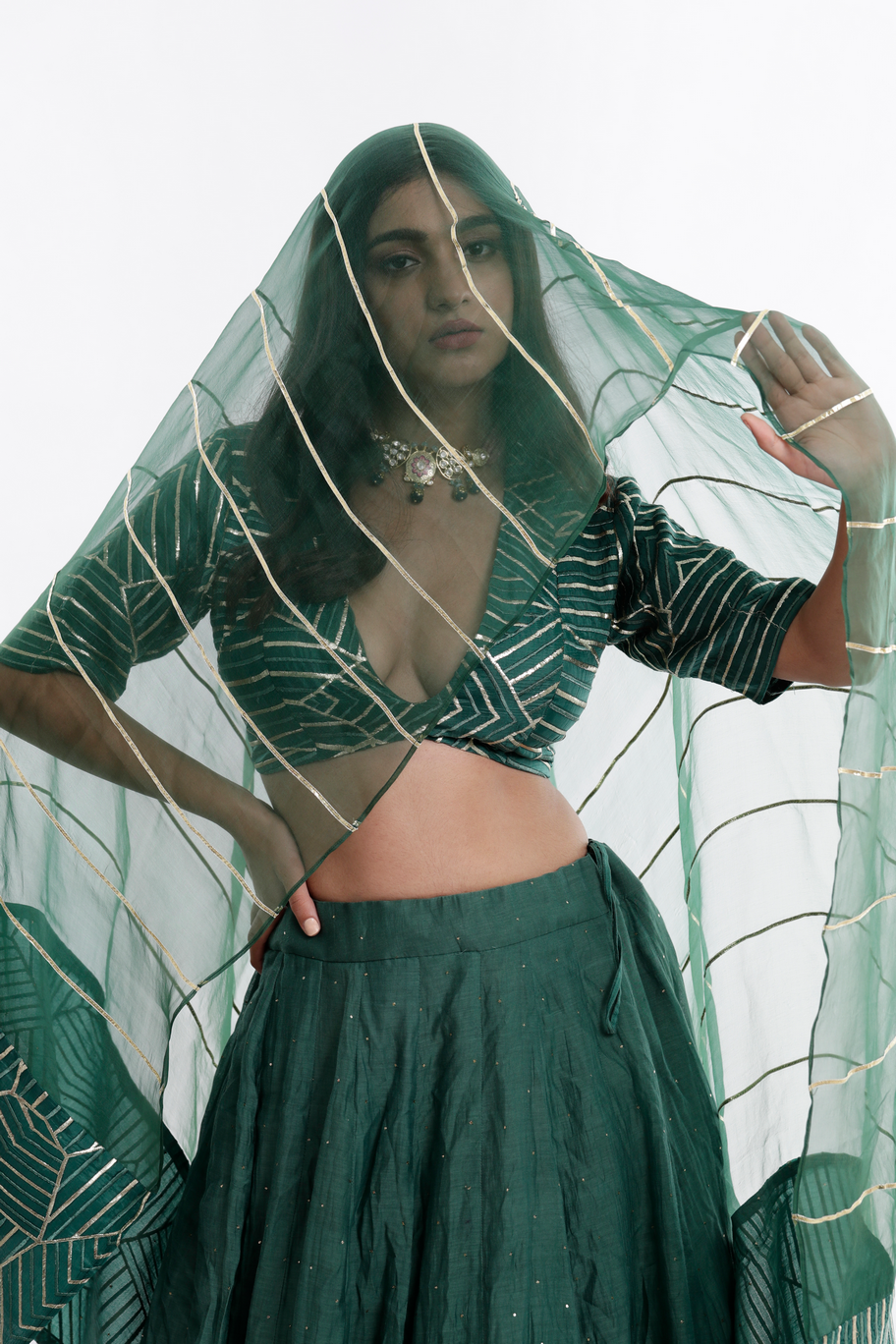 green lehenga