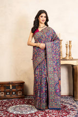 Blue Pure Silk Banarasi Meenakari Handloom Saree