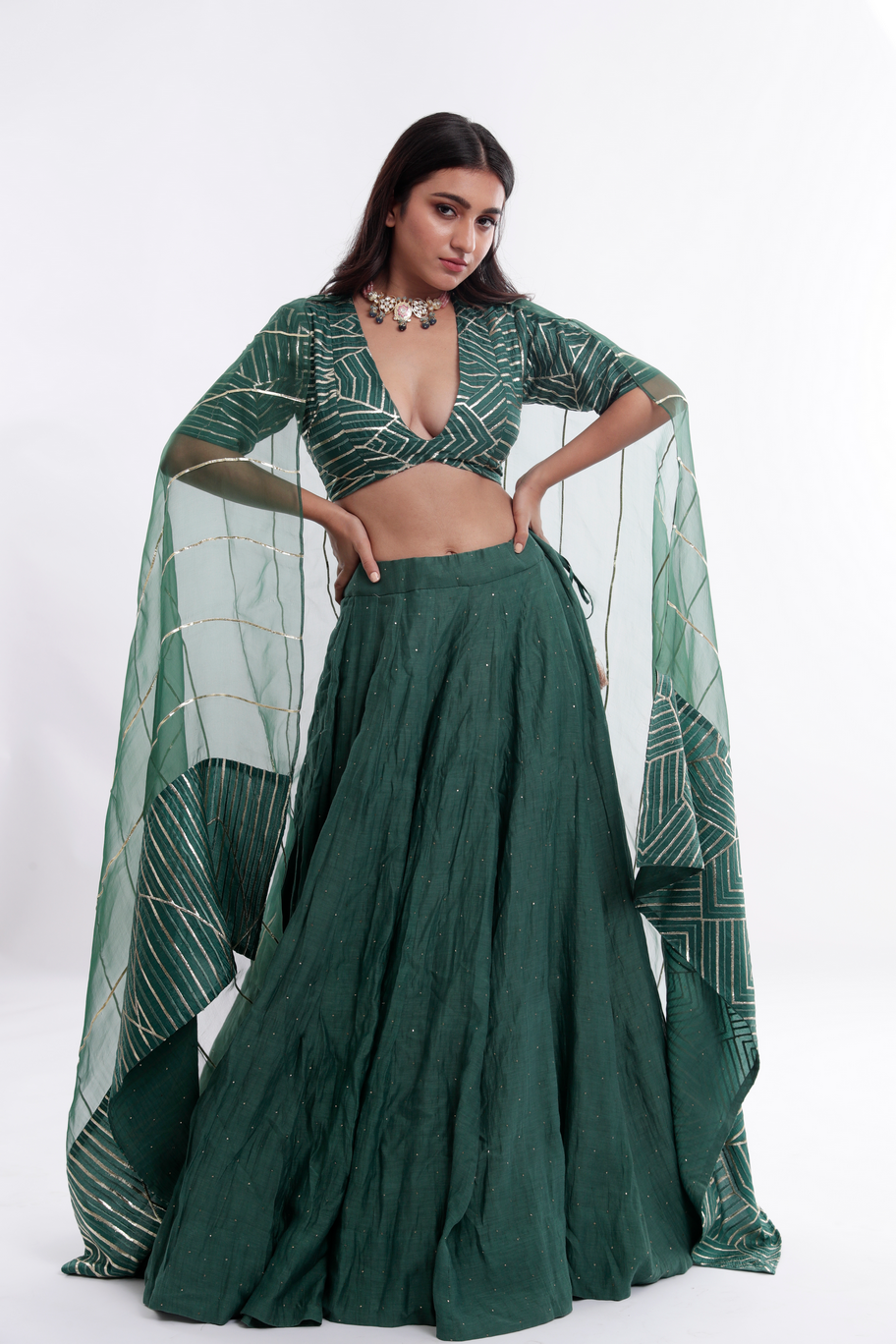 green lehenga