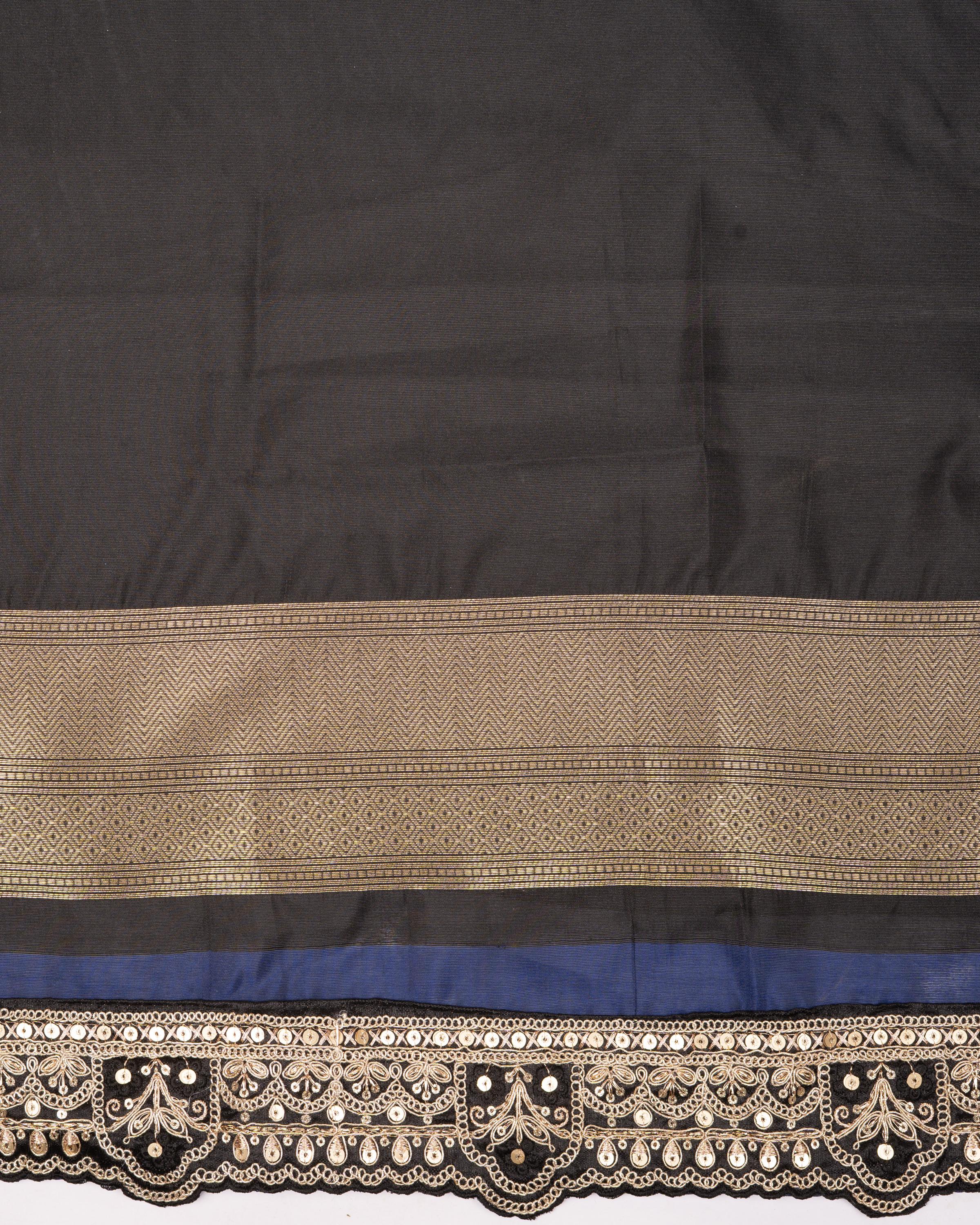 Black Pure Katan Brocade Banarasi Handloom Saree