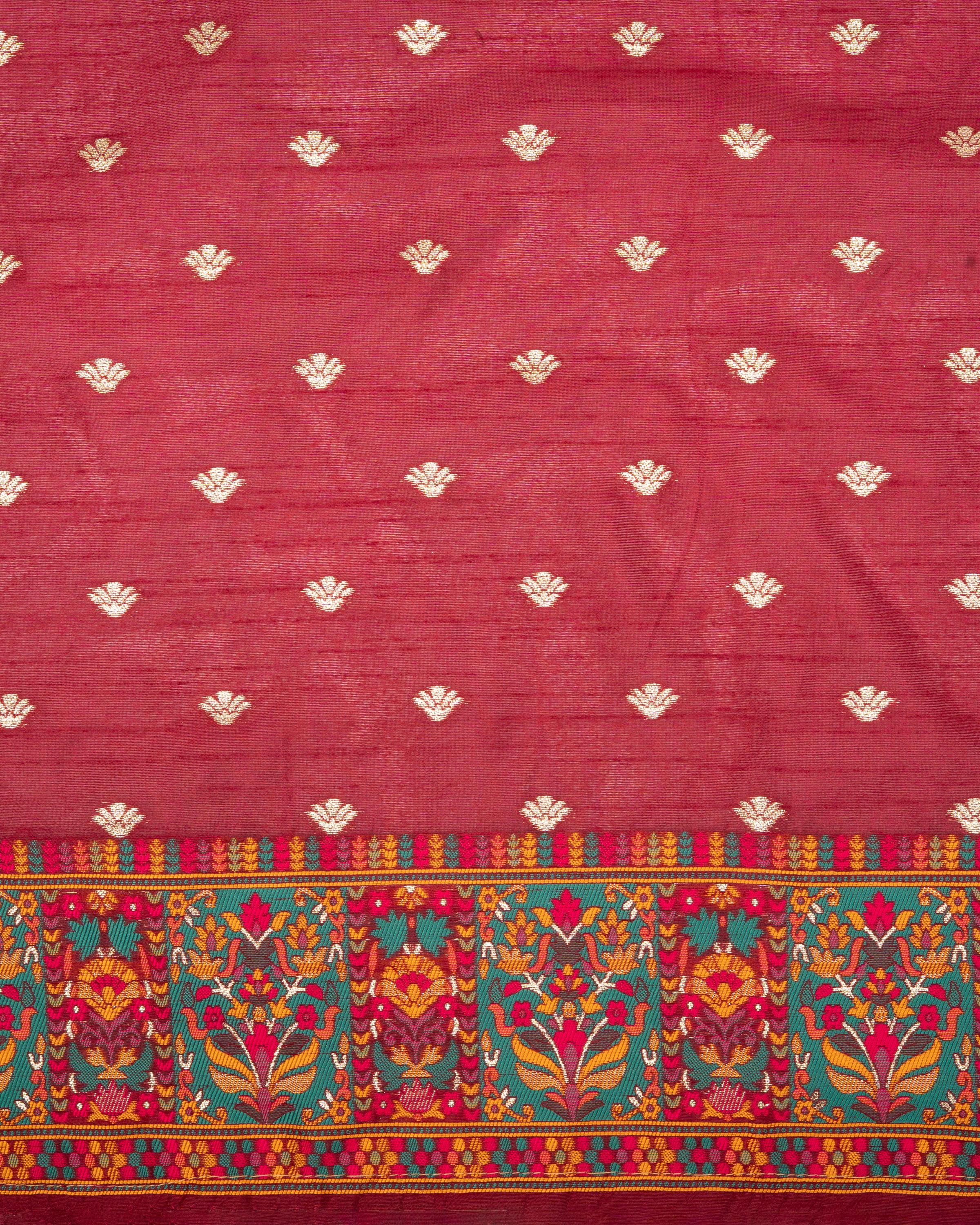 Red Pure Silk Banarasi Meenakari Handloom Saree