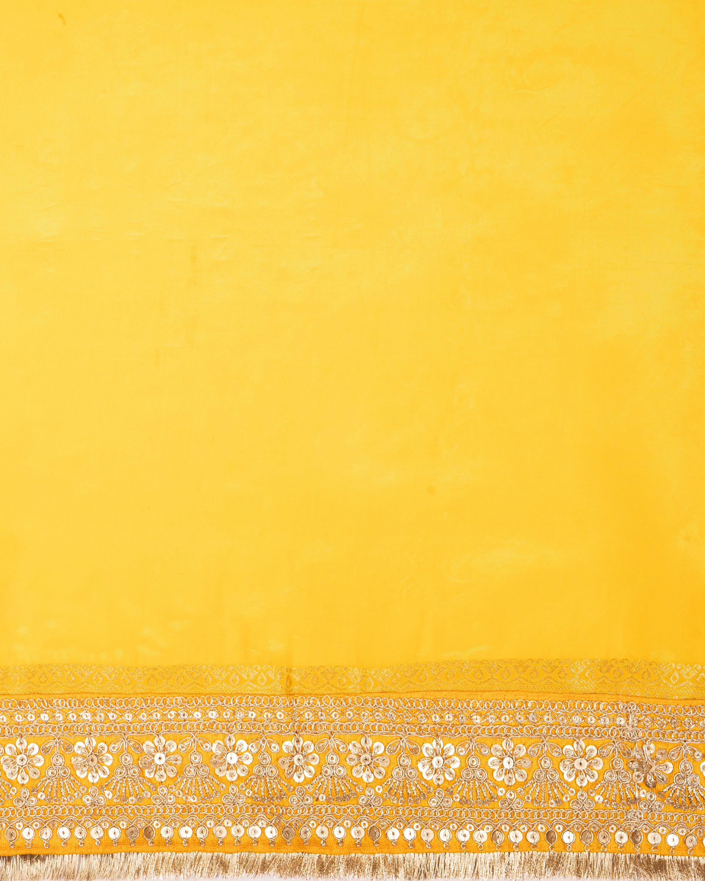 Yellow Pure Katan Silk Banarasi Handloom Saree