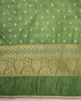 Pista Green Pure Silk Brocade Banarasi Meenakari Handloom Saree