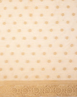 Cream Pure Katan Silk Banarasi Handloom Saree