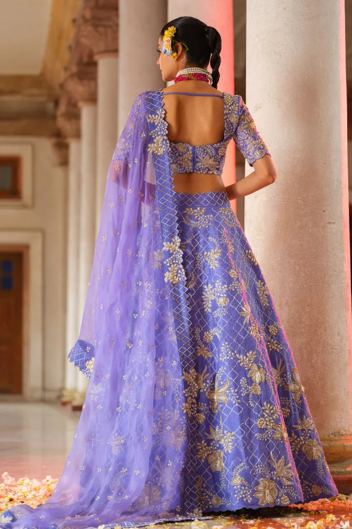 Lavendar Blue Irish Colored Lehenga Set