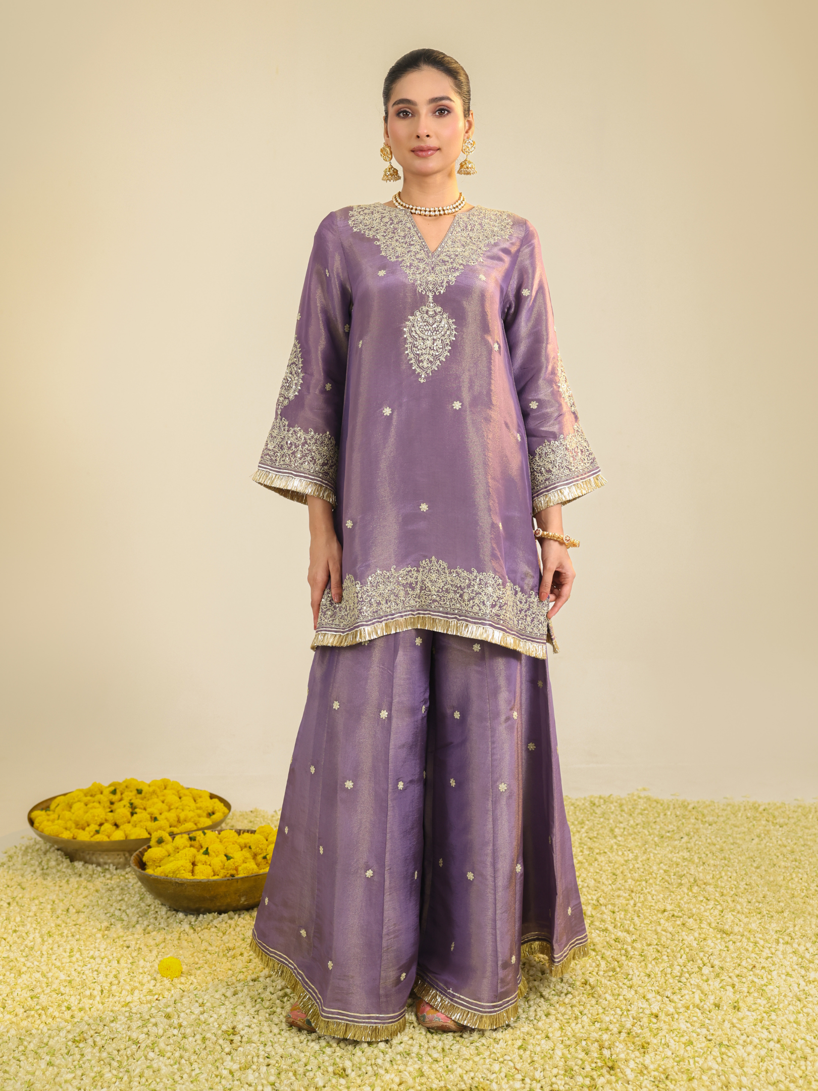 Purple Shimmer Begum Kurta Set