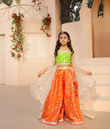 Green Brocade Top with Plazzo Pant
