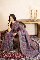 Blue Pure Silk Banarasi Meenakari Handloom Saree