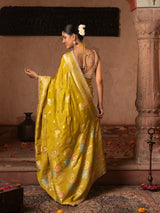 Green Pure Chiffon Banarasi Silk Handloom Saree